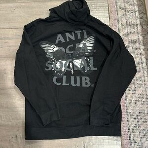 Anti Social Social Club Black Hoodie With Butterflies